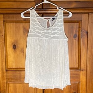 American Eagle Outfitters Cream White Fancy Dress Tank Top
